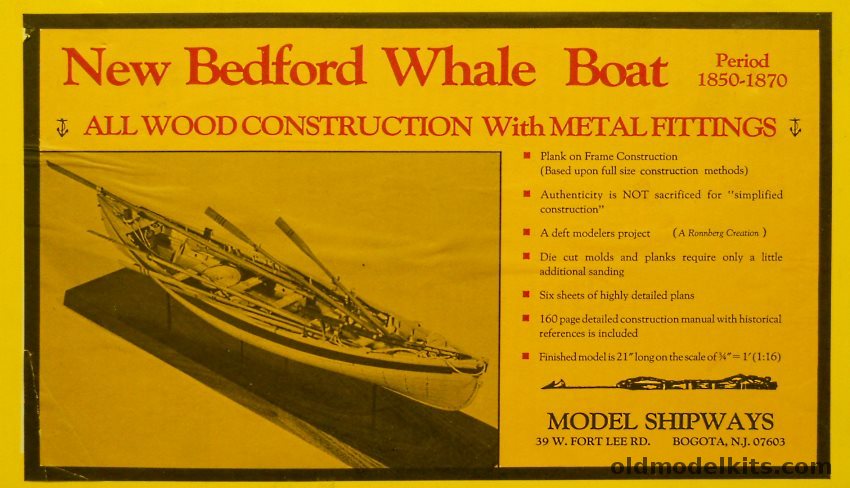 Model Shipways 1/16 New Bedford Whale Boat 1850-1870 plastic model kit